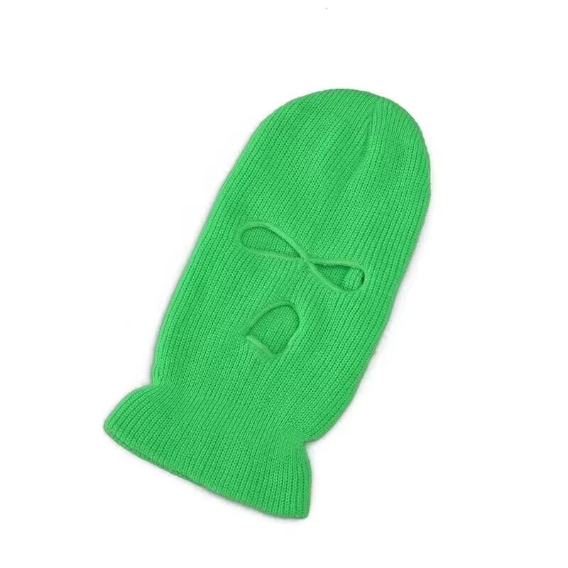 Unisex balaclava mask mössa 3 håls ansiktsmask svart stickad skid snowboard mössa keps vinter mössor dam: Grön
