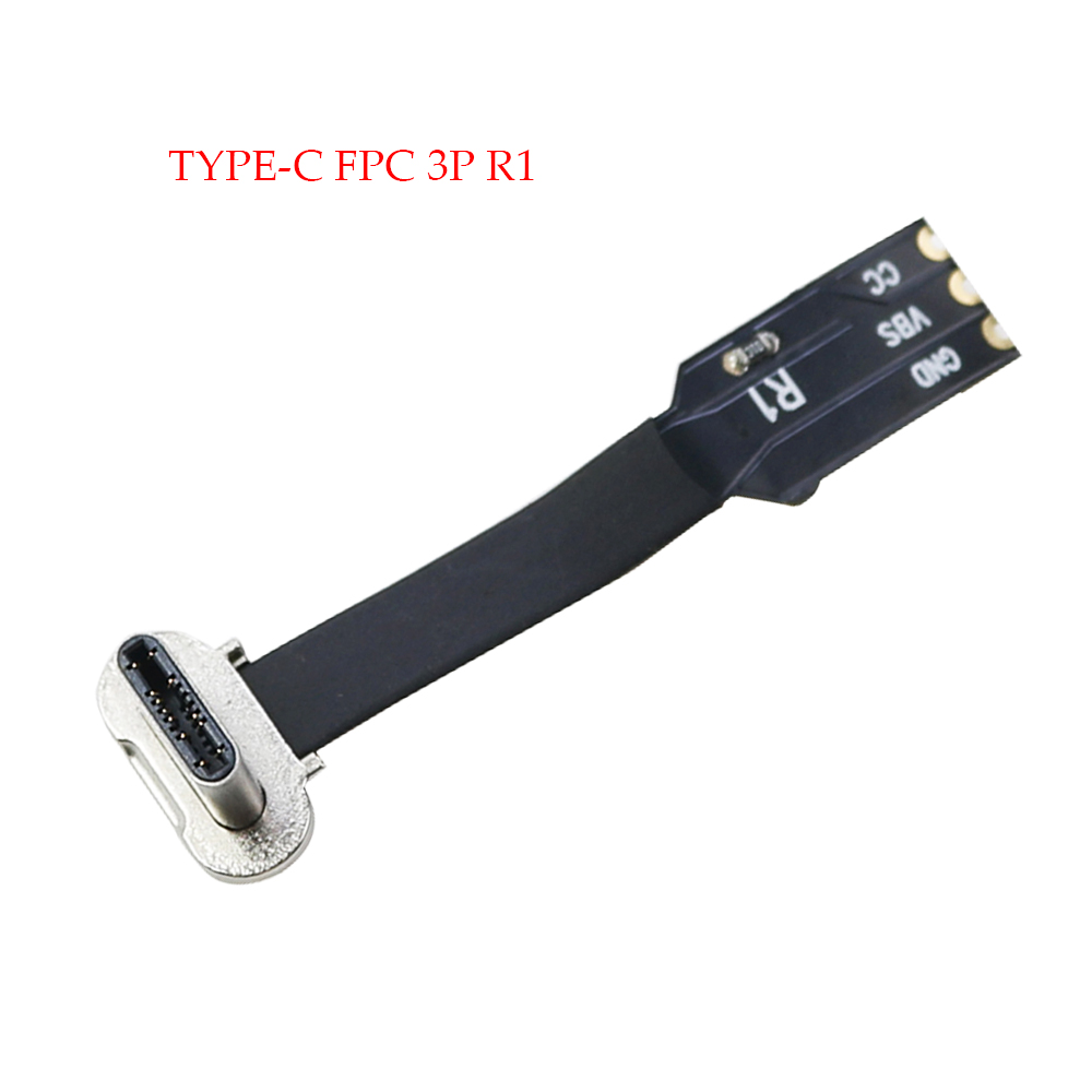 USB C tipo C FPC 2 pines 3 pines con resistencia R1 Cable plano suave Cable de carga macho extensión de Cable de carga de carga rápida para teléfono: Gris oscuro