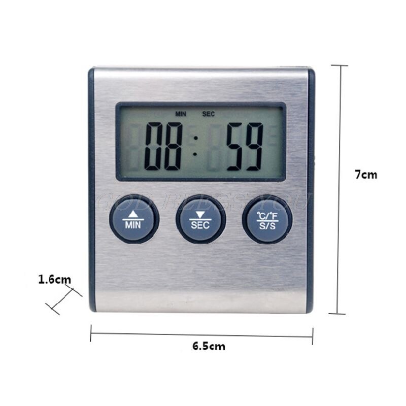 Digital Kitchen Thermometer LCD Display Long Probe Alarm for Grill Oven Food