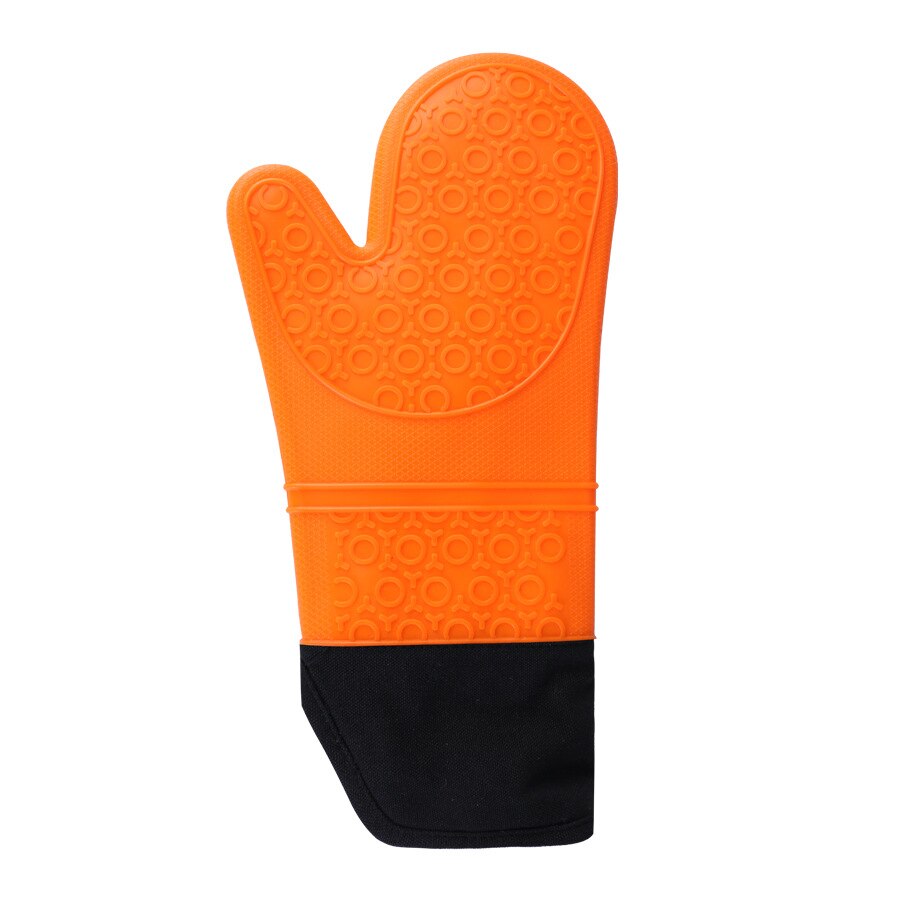 Doppel Schicht Backen Handschuhe Wärme-Beständig Silikon Handschuhe mit Baumwolle Küche Backofen Handschuhe Mikrowelle Handschuh Nicht-Unterhose Topf Halfter: 1Stck Orange