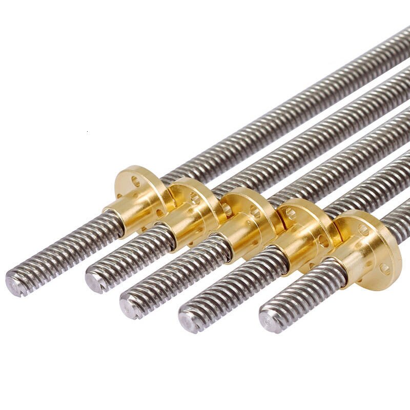 3D Printer Parts T8 Lead Screw OD 8mm Pitch 2mm 350mm 400mm 500mm with Brass Nut for Stepper Motor Threaded Rod Stainless Lead