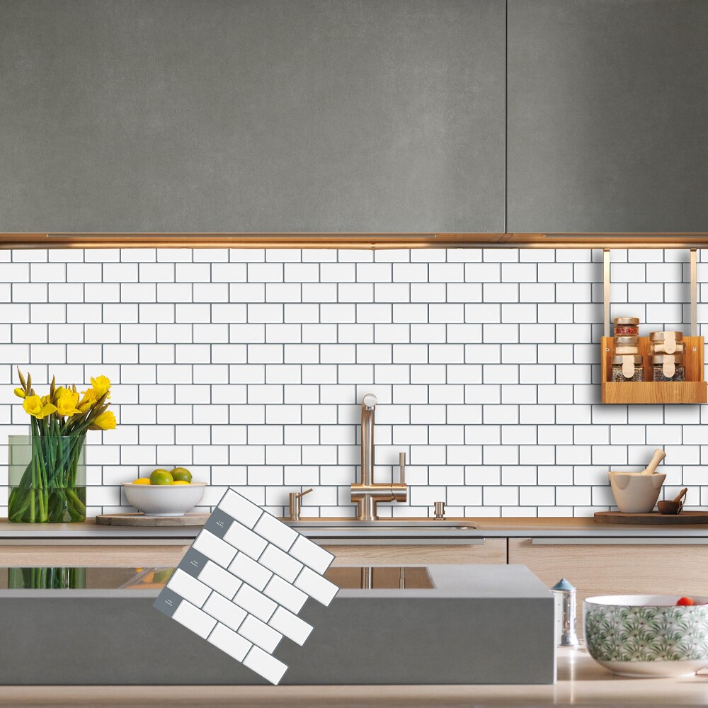 Kitchen Bathroom Self Adhesive Wall Tiles Vinyl Wallpaper 3D Peel and Stick Backsplash