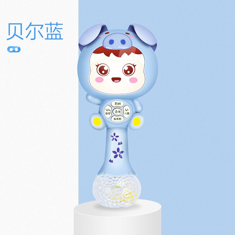 Newborn baby toy cartoon vocal toy music baby early education bed bell light sand hammer molar stick 0-1 years old: Clear