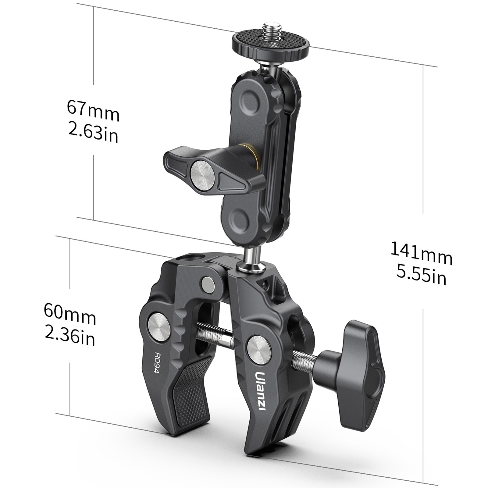 Ulanzi – Super pince métallique R094/ R096, avec bras magique à Double tête sphérique, vis 1/4 ", filetage 3/8", pour montage de caméra et moniteur de lumière: Ulanzi R094