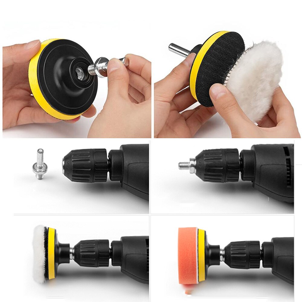 Kit de almohadillas de pulido Manual, almohadillas de pulido Manual, 4 pulgadas, encerado, mango de pinza de espuma, kit de corrección de pintura de taladro, búfer detallado, 8 Uds.