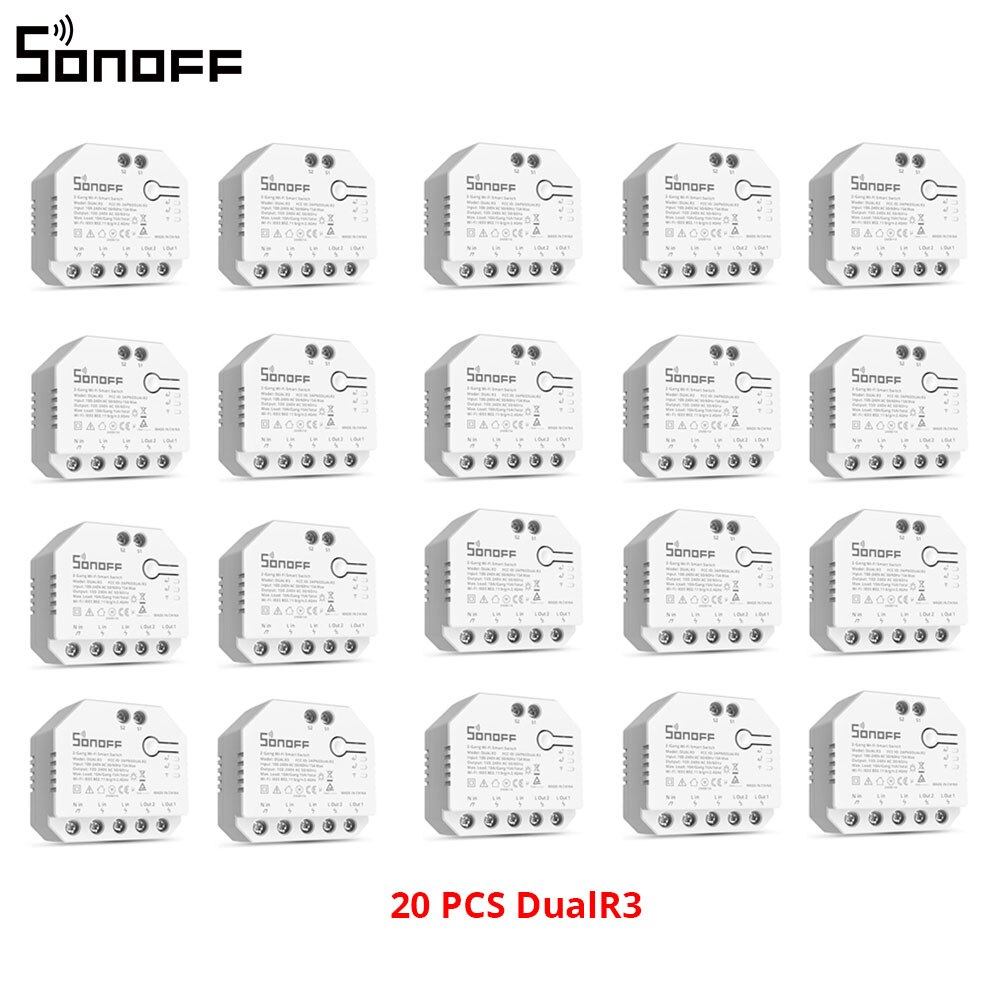 Itead SONOFF DualR3 2 Gang Dual Relay Module Wifi DIY MINI Smart Switch Power Metering eWeLink Control Alexa Google Smart Home
