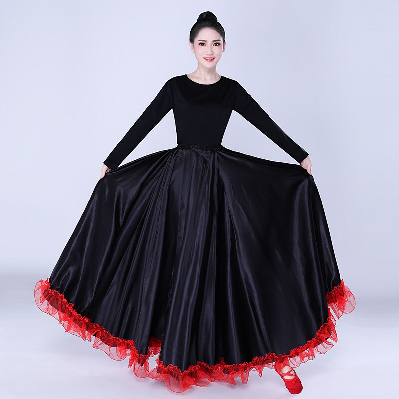 Lady Black Spanish Flamenco Skirt Dance Costumes Clothing For Women Spanish Bullfight Festival Belly Dance Wear