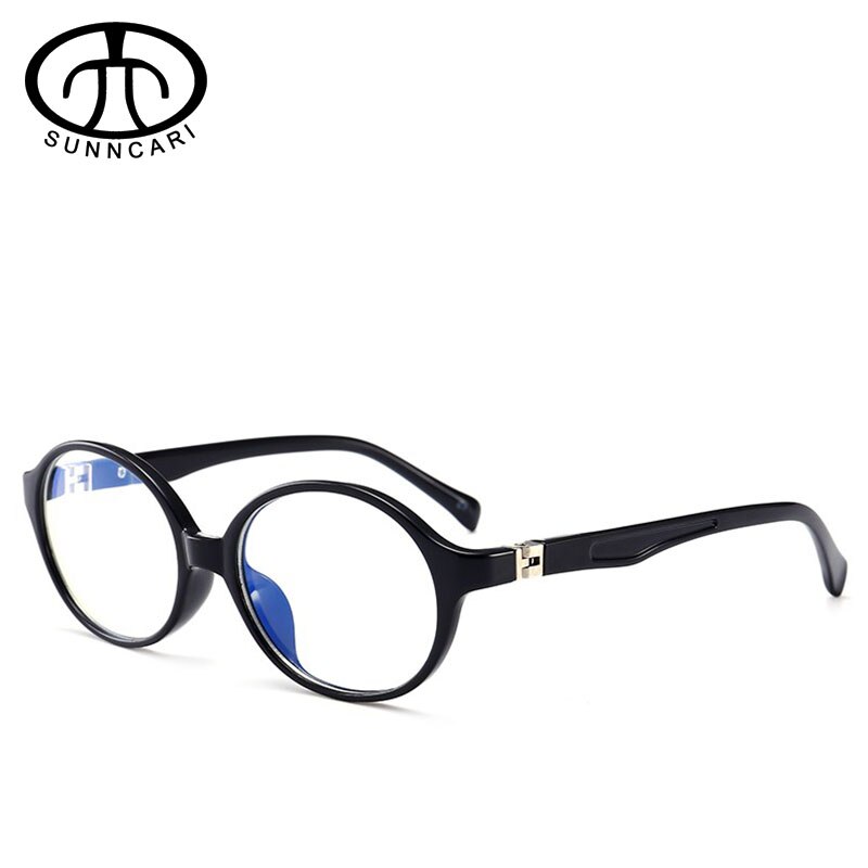 Gafas redondas Anti-blue light para niños, gafas para niños con bloqueo de luz azul, gafas ópticas para bebés, gafas de prescripción para niñas y niños: BLACK