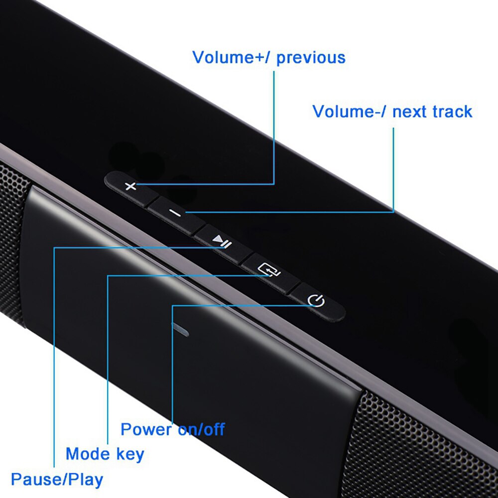 Vtin 4 pilotes sans fil haut-parleur barre de son 3D stéréo Surround son Bluetooth haut-parleurs pour TV Home cinéma avec télécommande et RCA