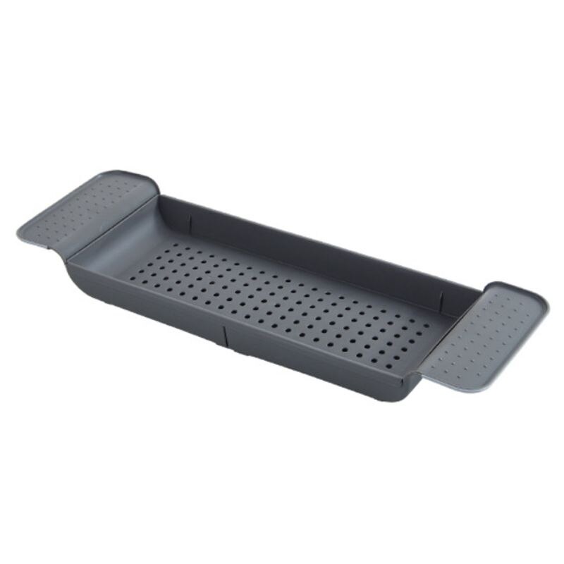Étagère de baignoire caddie douche, support extensible, plateau de rangement au-dessus du bain, organisateur multifonctionnel pour salle de bain douche: Black Grey