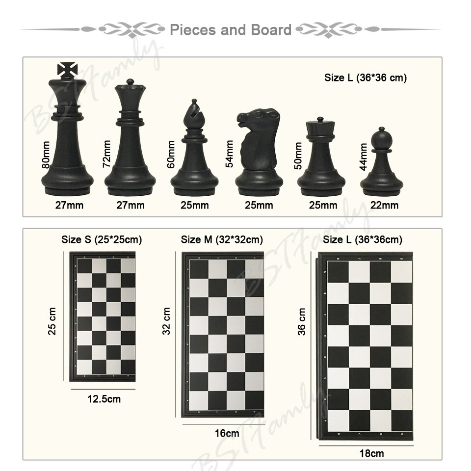 Chess and Checkers and Backgammon 3 in 1 Plastic Chess Set Travel Chess Game Magnetic Chess Pieces Folding Chess Board I7