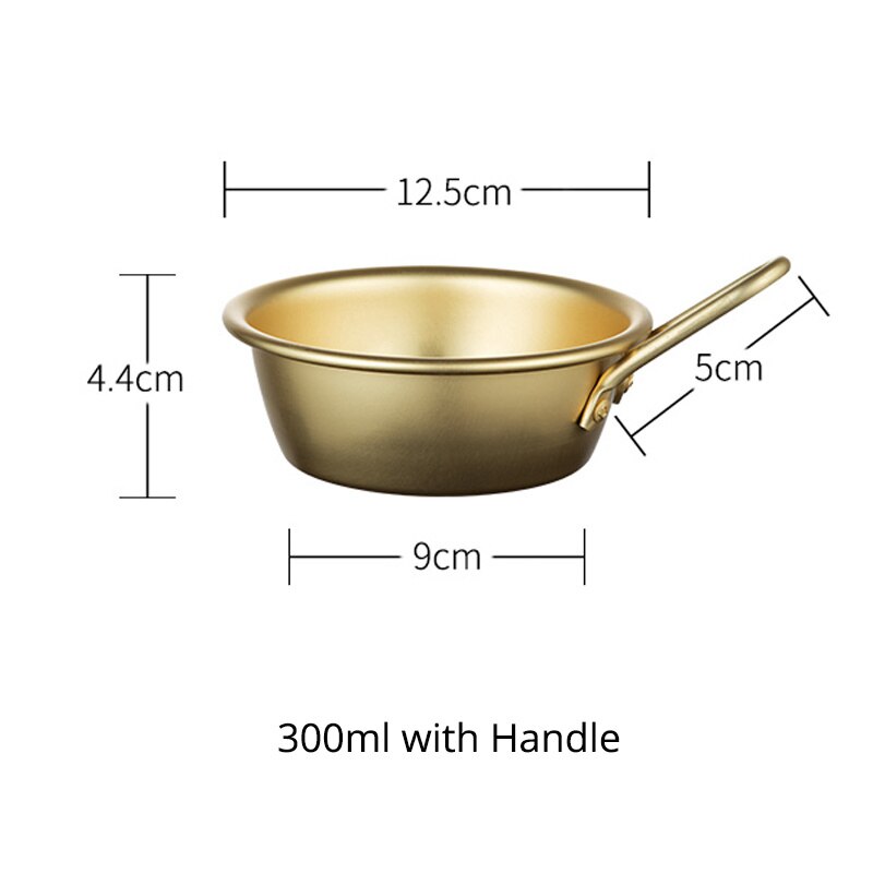 Gull aluminiumsskål med håndtak salat nudler risbolle 300ml frokostservise servise tilbehør 1pc vinkopp: Med håndtak