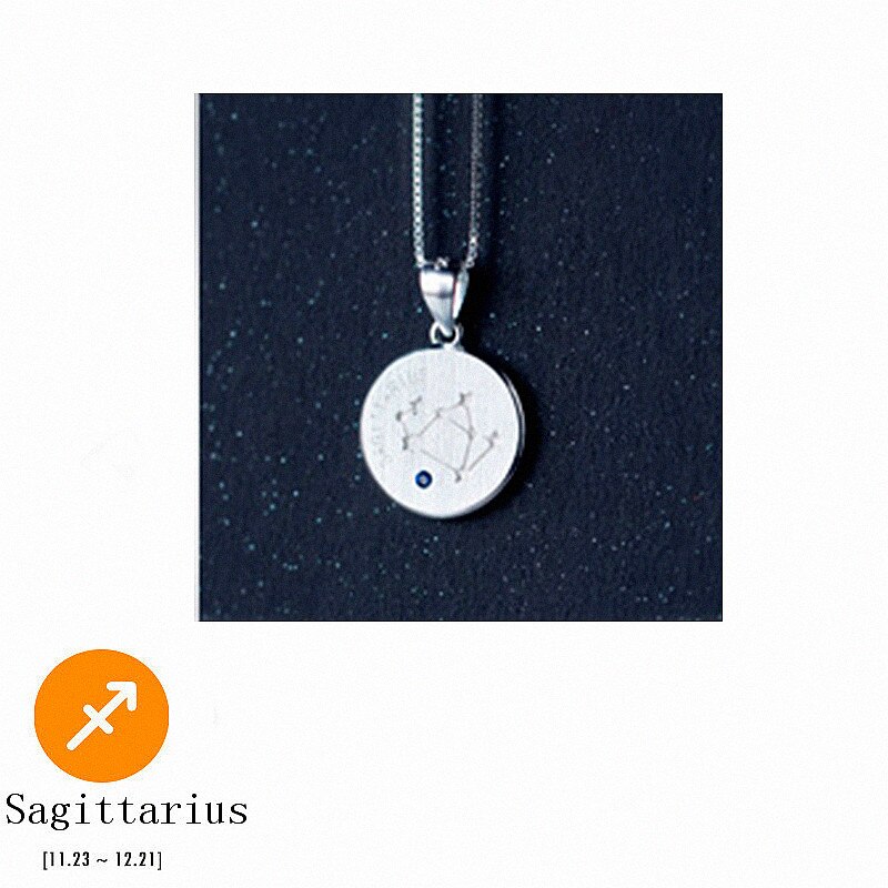 Inzatt 925 sterling sølv minimalistisk rund konstellation vedhæng halskæde til kvinder fine smykker choker box kæde fødselsdag: Skytten