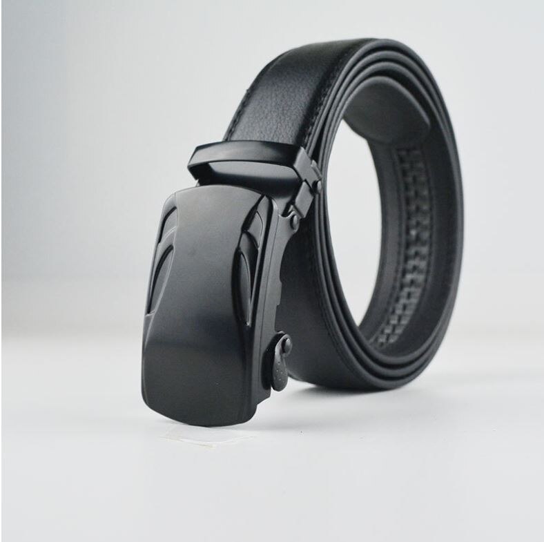 Men Imitation Leather Belt Alloy Automatic Buckle Belt Business Affairs Casual Men Belt pasek M175: Black02