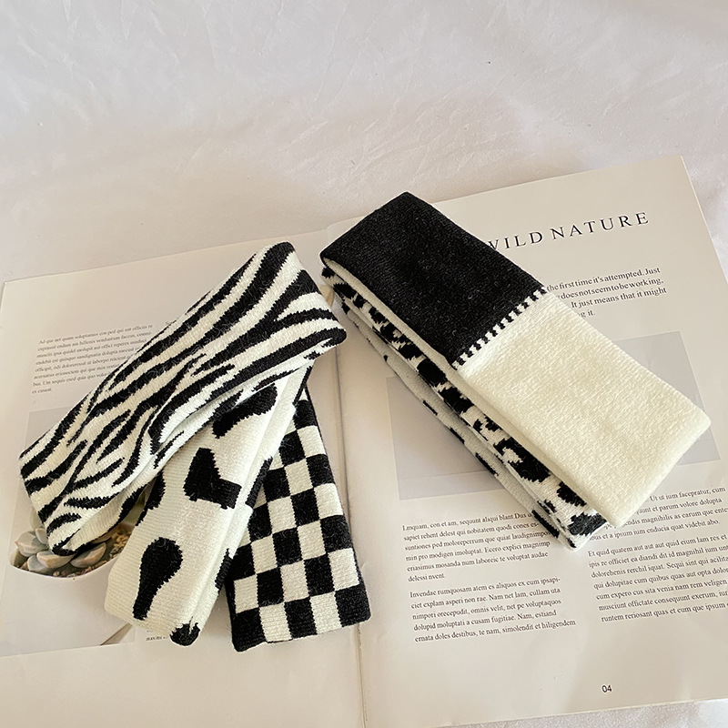 Modieuze Persoonlijkheid Retro Zebra Patroon Haarband Stretch Gebreide Wol Hoofdband Sport Yoga Fitness Compressie Hoofdband