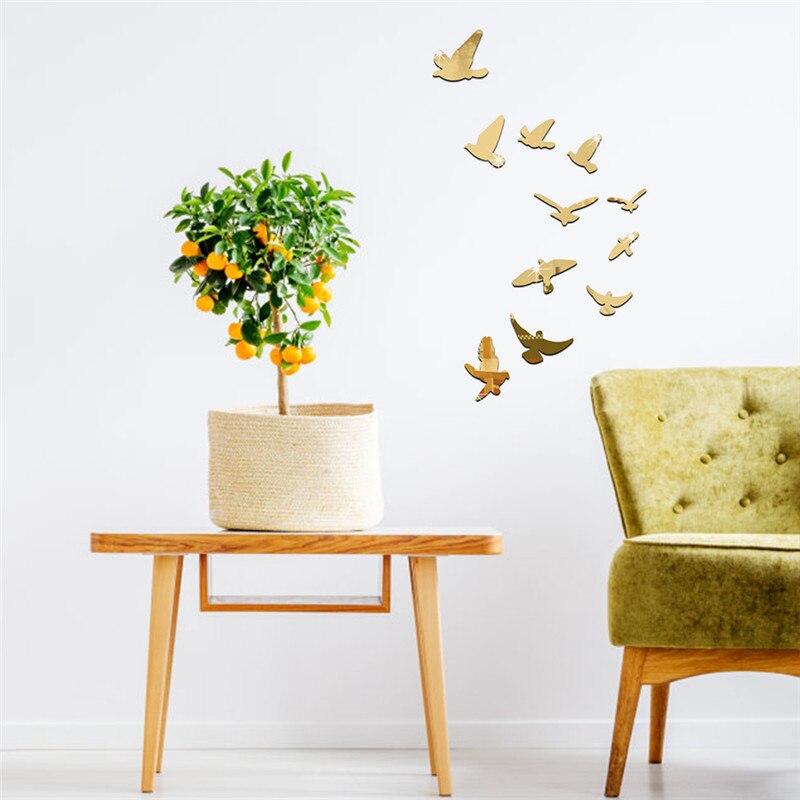 4 kolory akrylowe podnoszenie ptaki rama lustro powierzchnia naklejki ścienne dzieci sypialnia 3D diy ściana dekoracja odpinany Sztuka