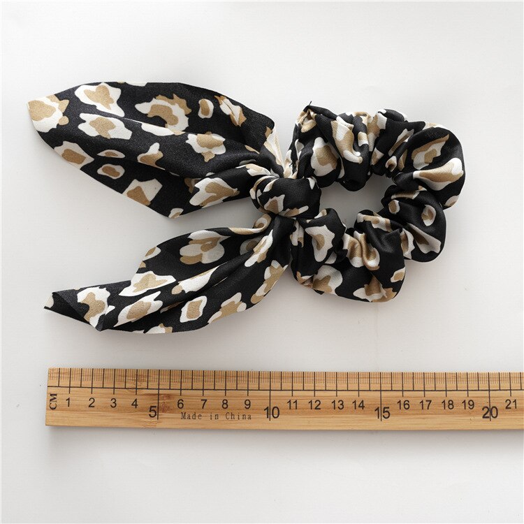 Hasenohren, elastisches Haar, Mädchen-Haargummi für Haare, Leopardenmuster, Satin, Pferdeschwanz, Haarschleifen, Kapuzenzubehör für Frauen