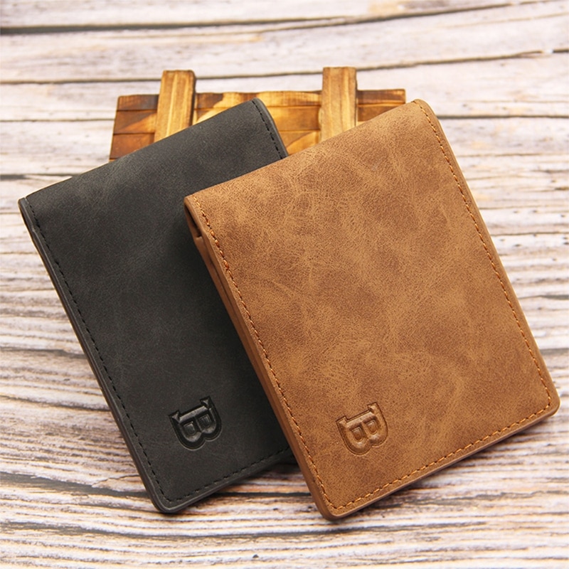 Mannen Pu Lederen Vintage Korte Wallet Credit Card Holder Bifold Zakelijke Portemonnee