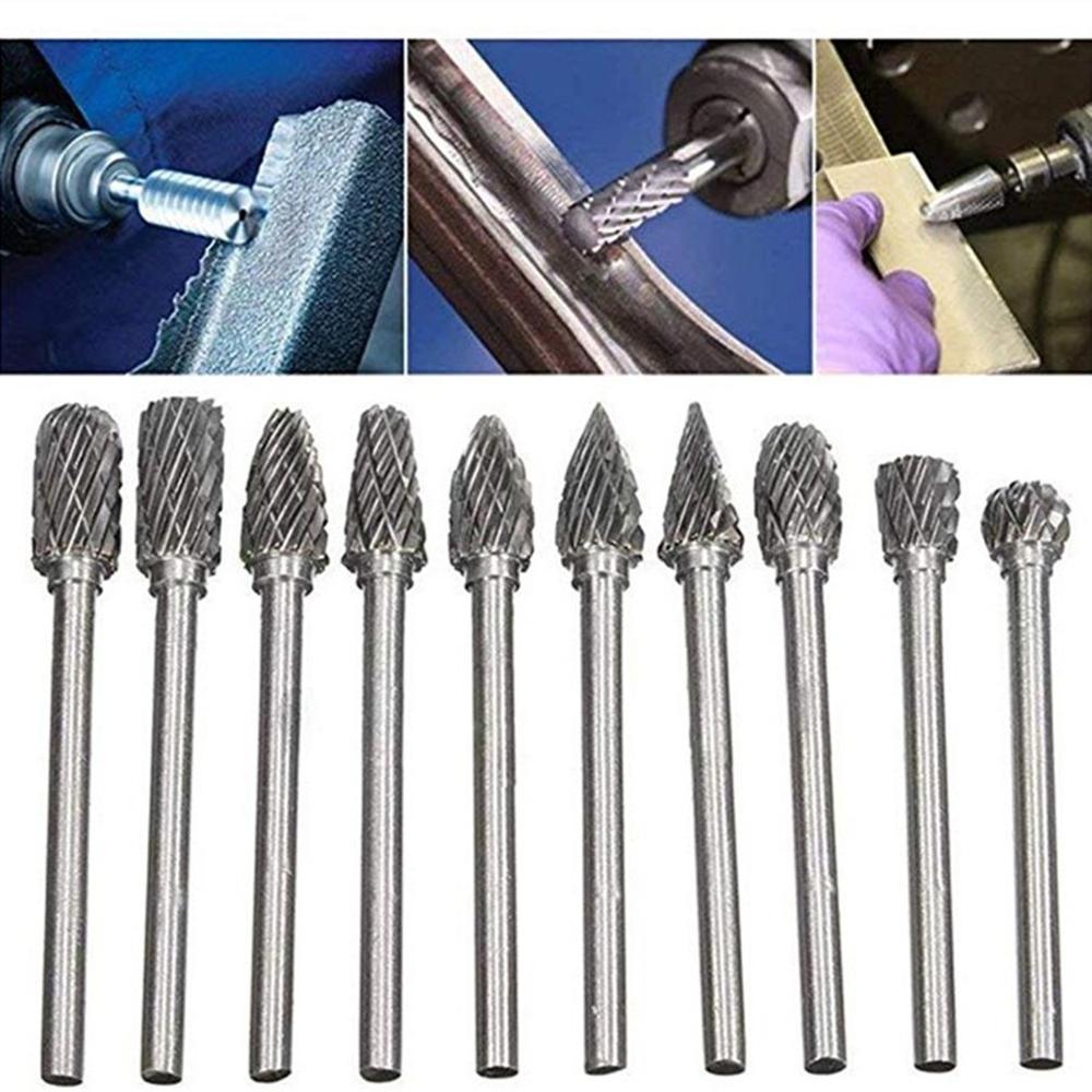 Mango de carburo de tungsteno fresa herramienta rotativa Burr doble corte de diamante Dremel rotativo herramientas de pulir eléctrica