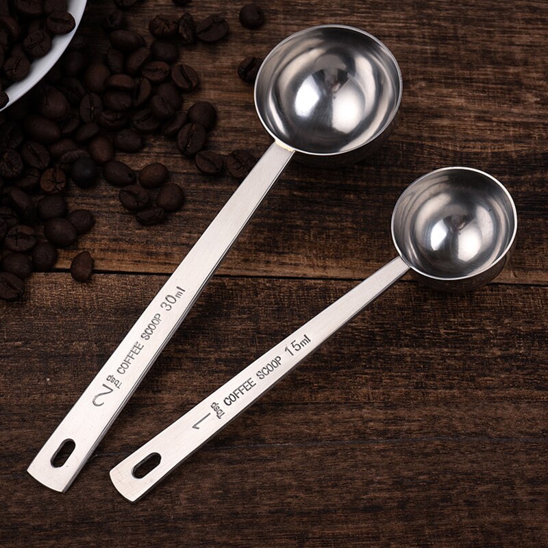 Cuchara medidora dorada de acero inoxidable para leche en polvo, cuchara multifunción para té y café con mango largo, de plata, 15/30ML