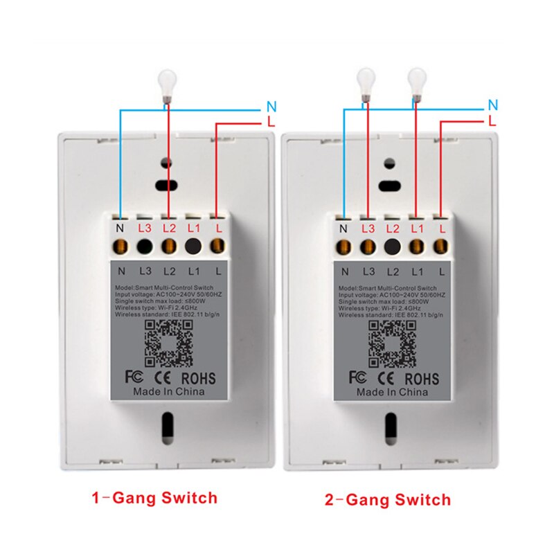 Dual control WIFI smart switch corridor stairs 2way wall sticker installation APP wireless remote control 1/2/3gang light switch