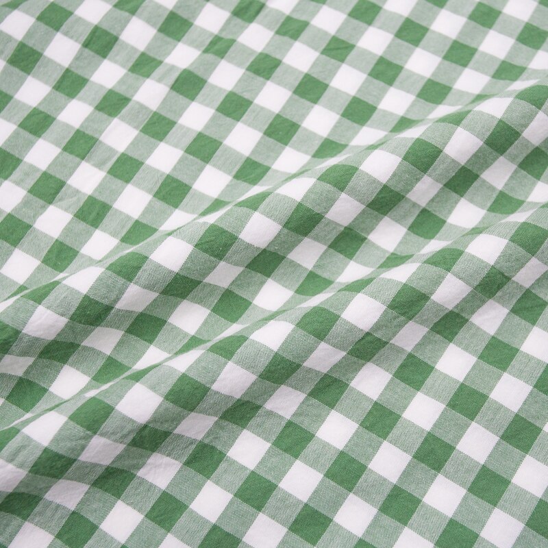 Waschen Reiner Baumwolle 100% Stoff für Bettwäsche Decke Abgedeckt Kleidung Shirt Netz gestreift Plaid Tuch Brokat NäHenne Diy 50x250cm: Gras Grün  Netz