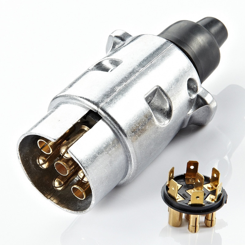 12V 7 Pin Plug Round Male Metal Caravan Trailer Truck Aluminum Alloy Truck Towing Electric Plug Connector Lighting board Plug