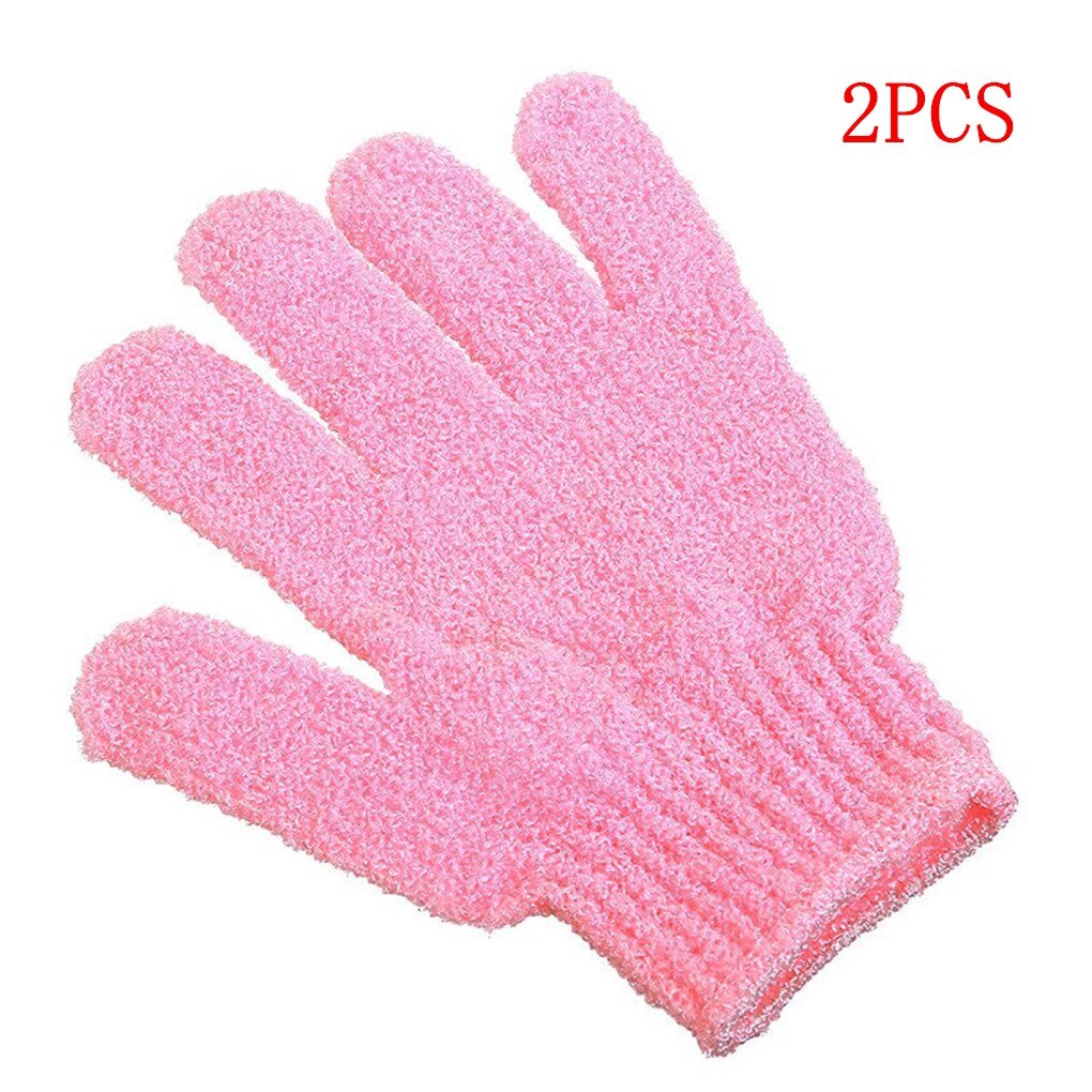 1Pc/2Pcs Douche Scrub Handschoenen Exfoliërende Terug Stroefheid Body Massage Spons Wassen Huid Hydraterende Spa Bad handschoen: 2PCS Pink