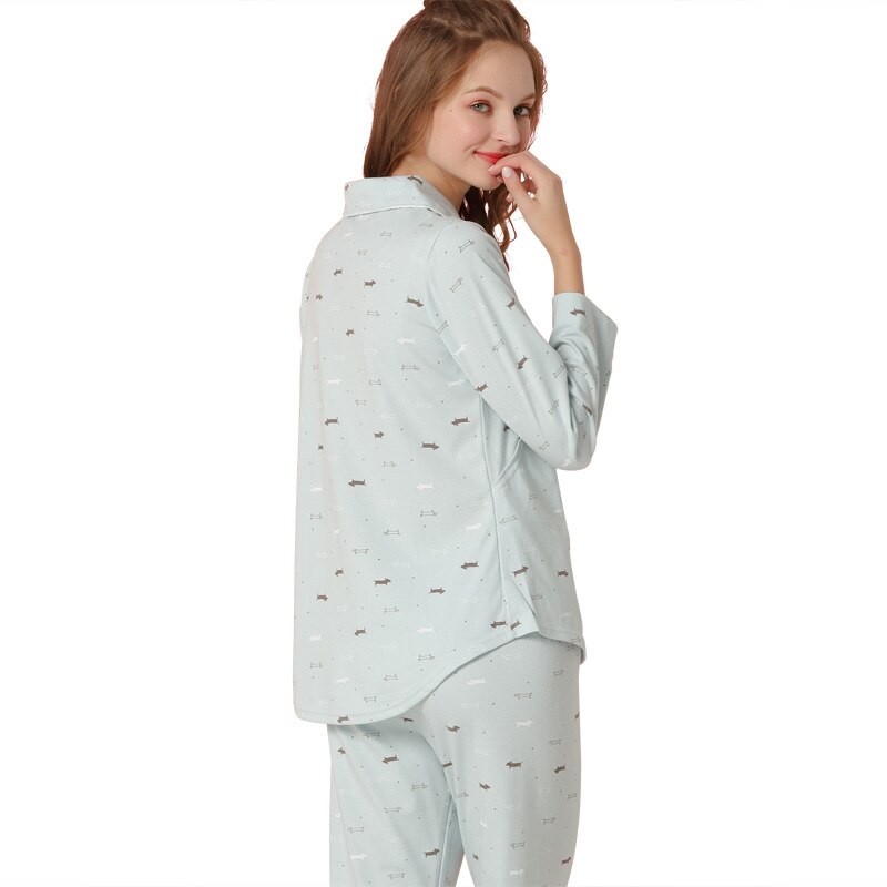 Primavera e no outono grávida pijamas home wear manga comprida yuezi desgaste fora sentado yuezi pós-parto lactação roupas