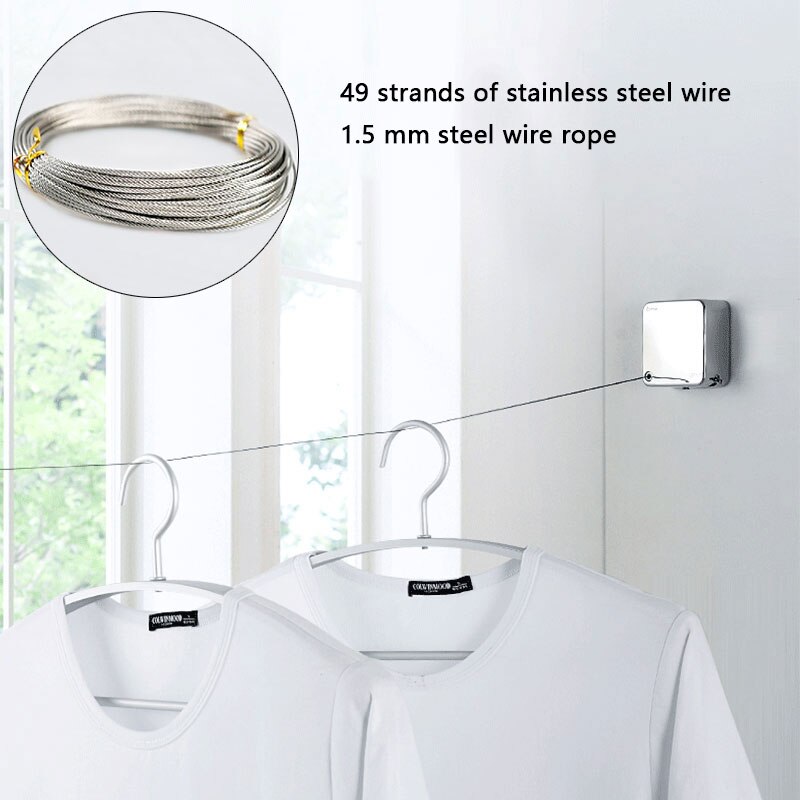 Dookole Retractable Clothesline, 3.5m Retracting Clothes Line Heavy Duty Shower Line for Wet Clothes and Quilt
