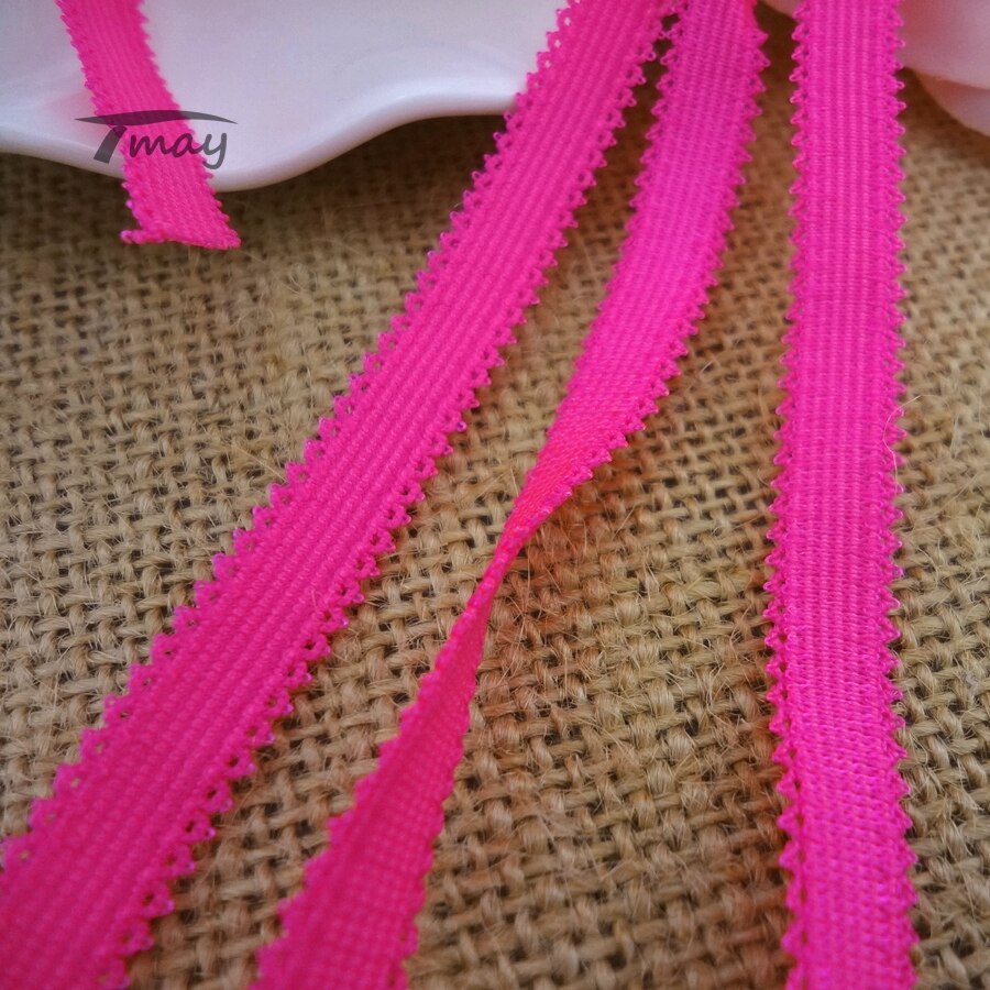 #1316 neon rosa färg dubbla kanter spets elastiska band 8 yards/lot bh byxor kant midjeband hårband webbing gör det själv sömnadstillbehör