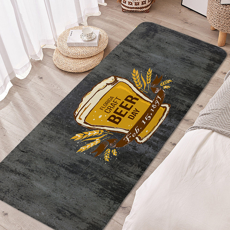 Non-slip Foot Mat Beer Room Decorating Items Carpet for Kitchen Floor Hallway Treadmill Living Room Flannel Bathmat Custom Rug: 50x80+50x160cm / Navy Blue