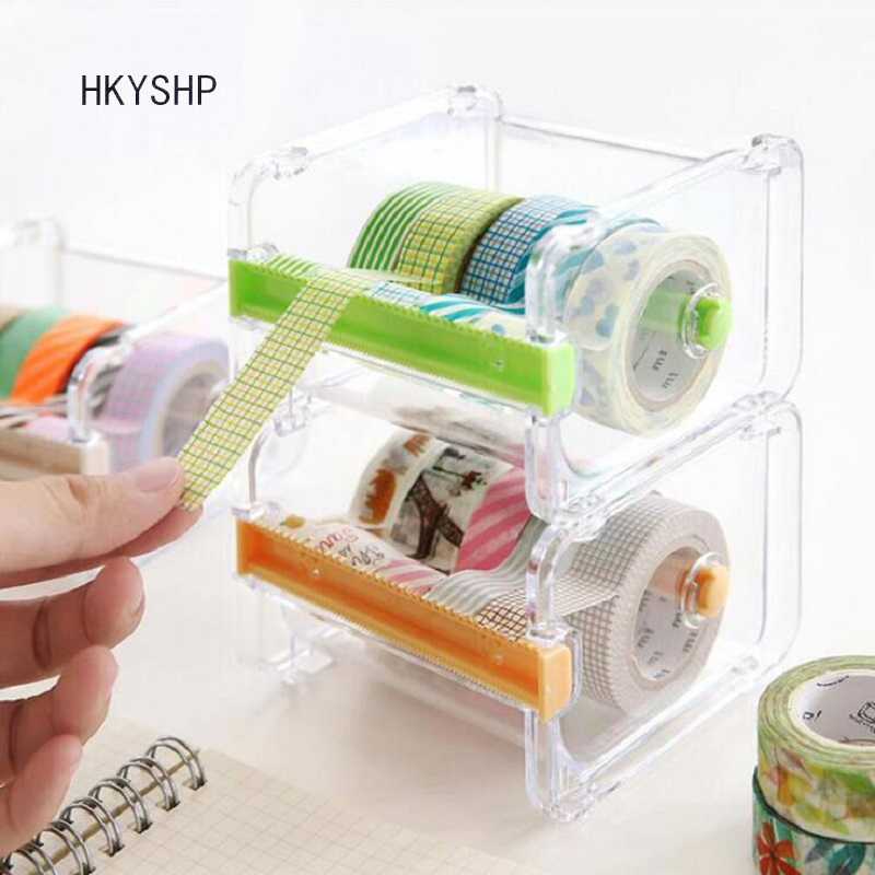 HKYSHP Desktop tape packaging cutter tape storage box mini tape storage box storage seat school office supplies