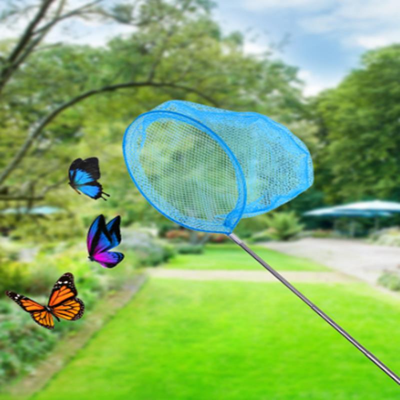 Red de pesca retráctil para niños, malla de nailon plegable de acero inoxidable para exteriores, insectos, mariposas y libélulas