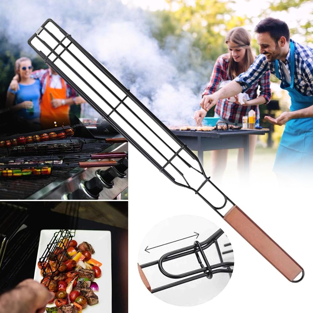 Barbecue Bar Vorm Ijzer Spies Mand Praktische Barbecue Kooi Bbq Mesh Houder Handig Grill Mand Voor Party Camping