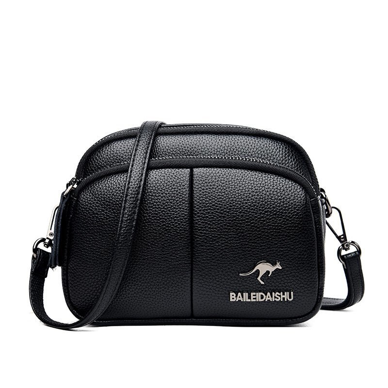 Casual zachte leren kleine schoudertassen voor vrouwen eenvoudige dames crossbody tas merk handtassen: Zwart