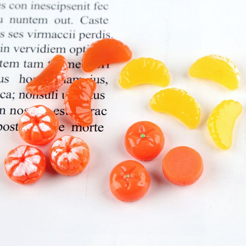 50Pcs Cute Mini Orange Petals Fruit Resin Flat Back Cabochon Miniature DIY Charm