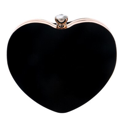 SEKUSA Heart Shaped Diamonds Women Evening Bags Red/Black Chain Shoulder Purse Day Clutches Evening Bags For Party Wedding: YM1125black