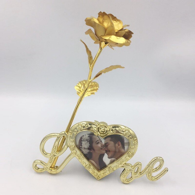 Złoto foliowane dekoracje ślubne z różami kwiat prezent na walentynki kochanka róża sztuczny kwiat Dropshipping