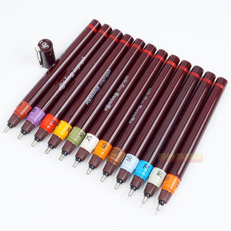 Rotring Isograph Stift Technische Zeichnung Stifte Fineliners ALLE GRÖßEN Rapidograph Stift Nadel Punkt