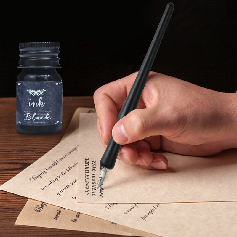 Calligraphy Fountain Dip Pen Set Writing + 5 Nibs Ink Kit Box for Lettering Sketching
