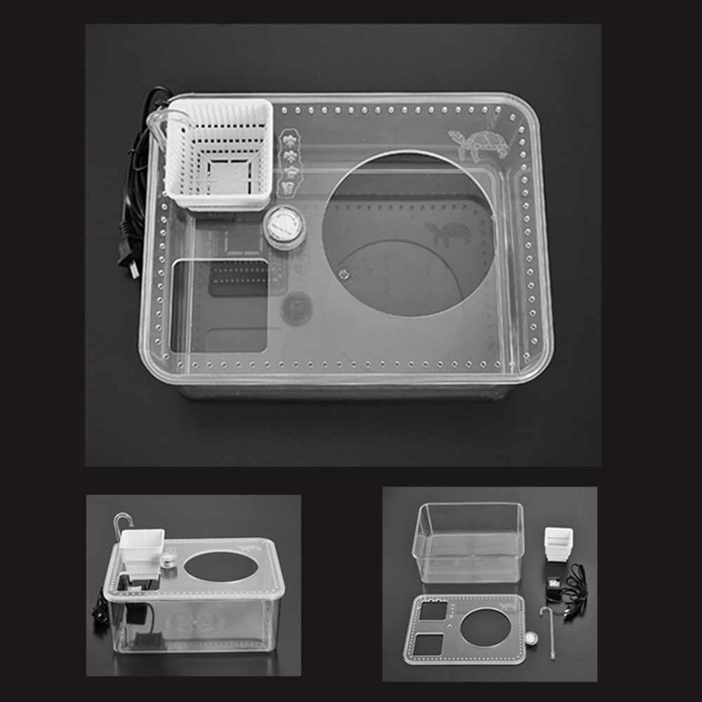 Turtle And Fish Landscaping Aquarium Turtle Tank Acrylic Feeding Box Water And Land Durable Plastic Amphibious Tortoise Pot