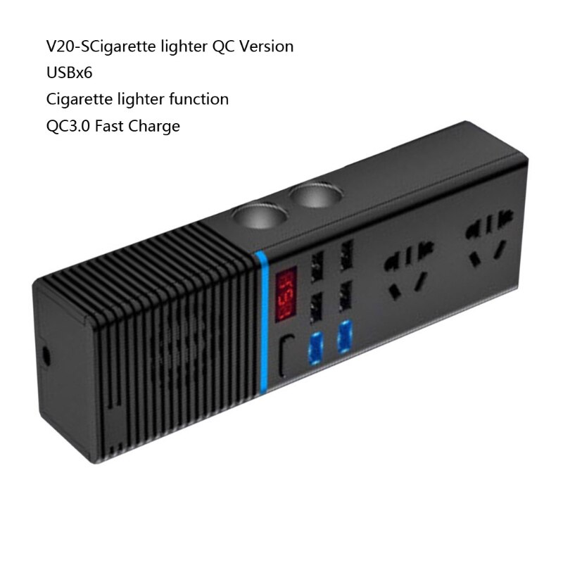 Auto-omvormer 12v/24v to 220v huishoudelijke stroomomvormer 200w qc 3.0 snellader