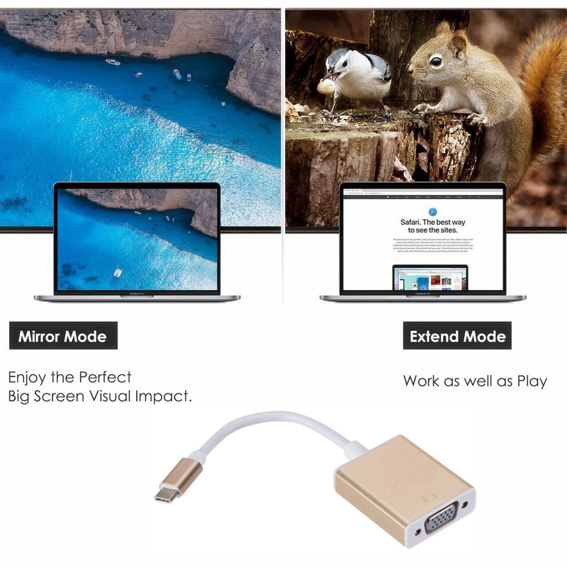 Type-C Male Naar Vga Vrouwelijke Adapter Converter Kabel Type C Naar Vrouwelijke Vga Adapter Kabel Usb C Usb 3.1 Naar Vga Converter Voor Macbook