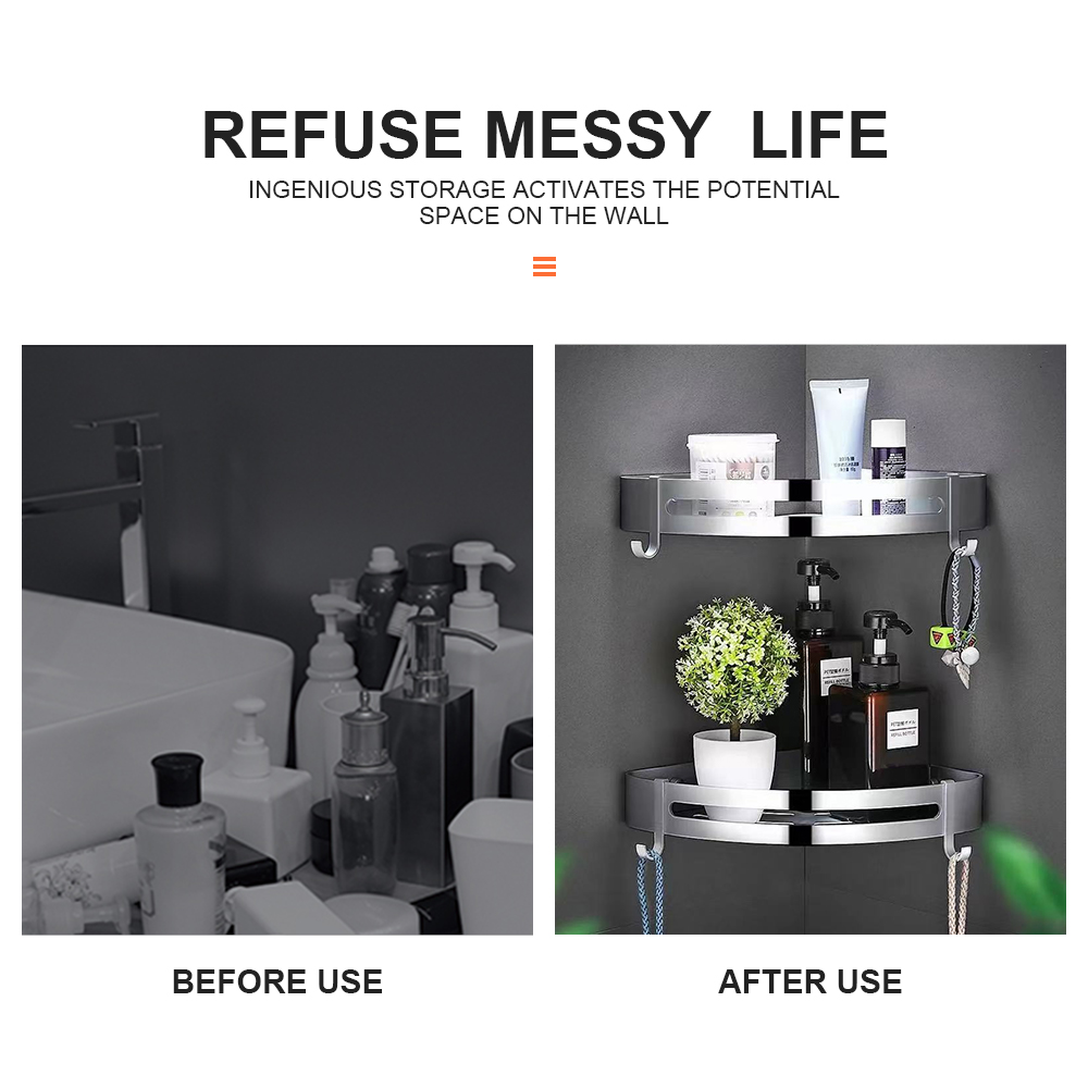 Bathroom Shelf Shower Storage Rack Wall Triangle Storage Standing Shelves Shampoo Holder No Drill Punching Bathroom Accessories