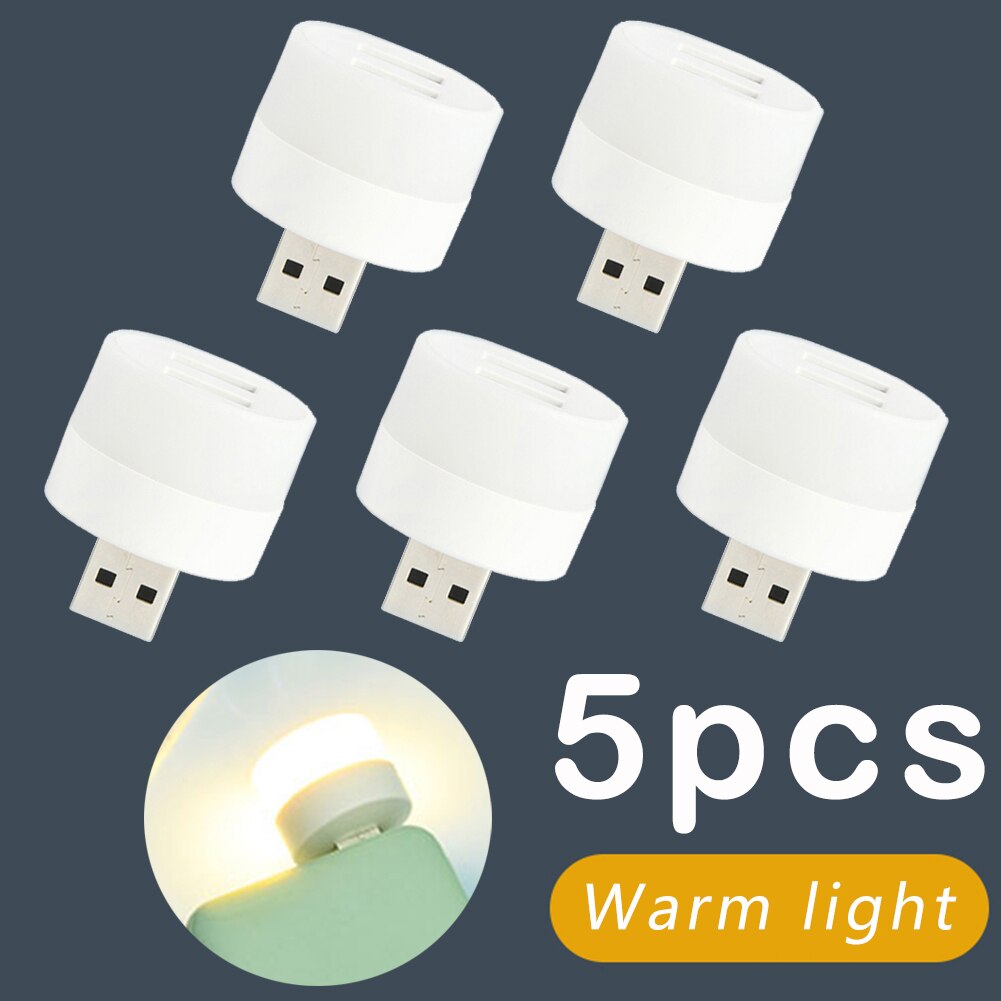 Luces de ambiente LED Mini USB para coche, Lámpara decorativa para dormitorio, iluminación de emergencia, luz de lectura portátil Plug and Play, luz nocturna: 5pcs C