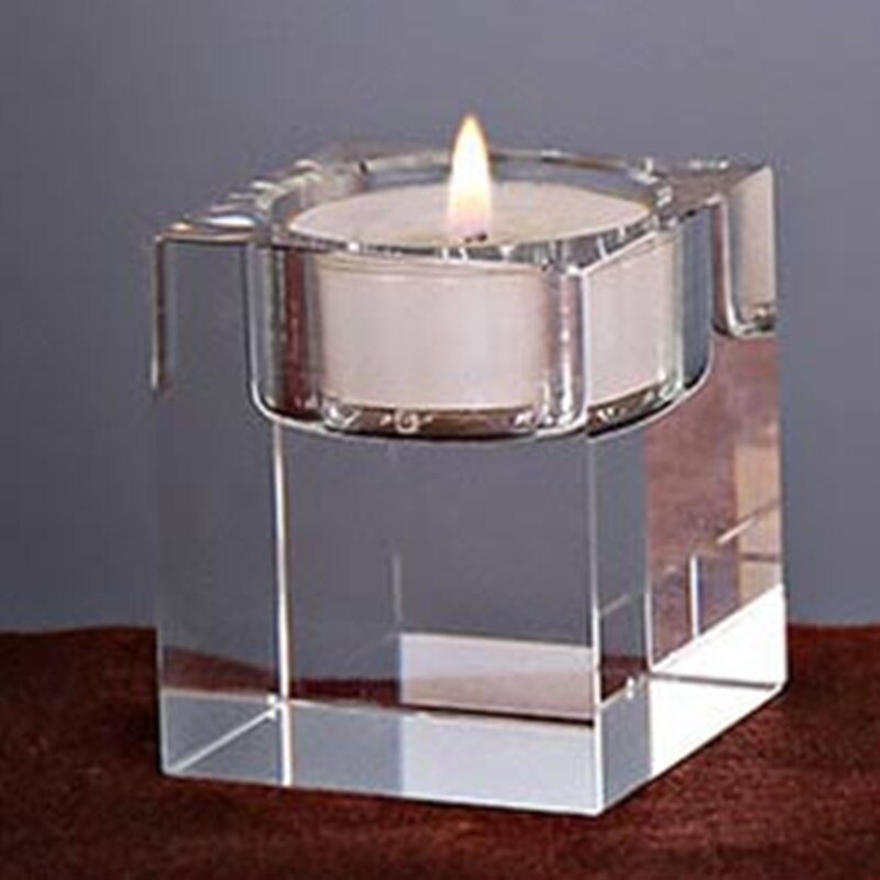 Kaarshouder Massief Crystal Clear Plein Glas Pillar Theelichthouder Voor Wedding Home Decoration Diner Bij Kaarslicht: 5x4cm