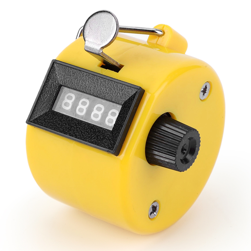 Compteur de pointage à 4 chiffres, comptage du nombre, compteur ClUNICEF, compteur manuel pour compter le golf et la pêche: YELLOW