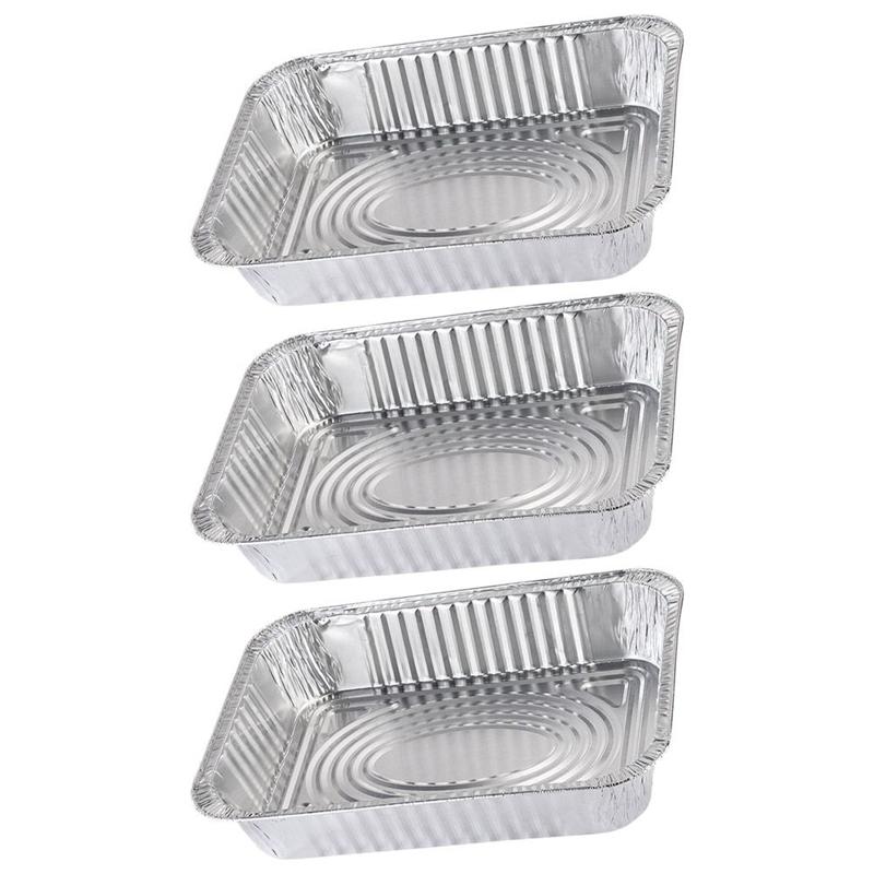 3Pcs Wegwerp Bbq Drip Pan Aluminiumfolie Tin Barbecue Pan Voedsel Container Liner Trays Takeaway Verpakking Box Met Cover: 3500ml