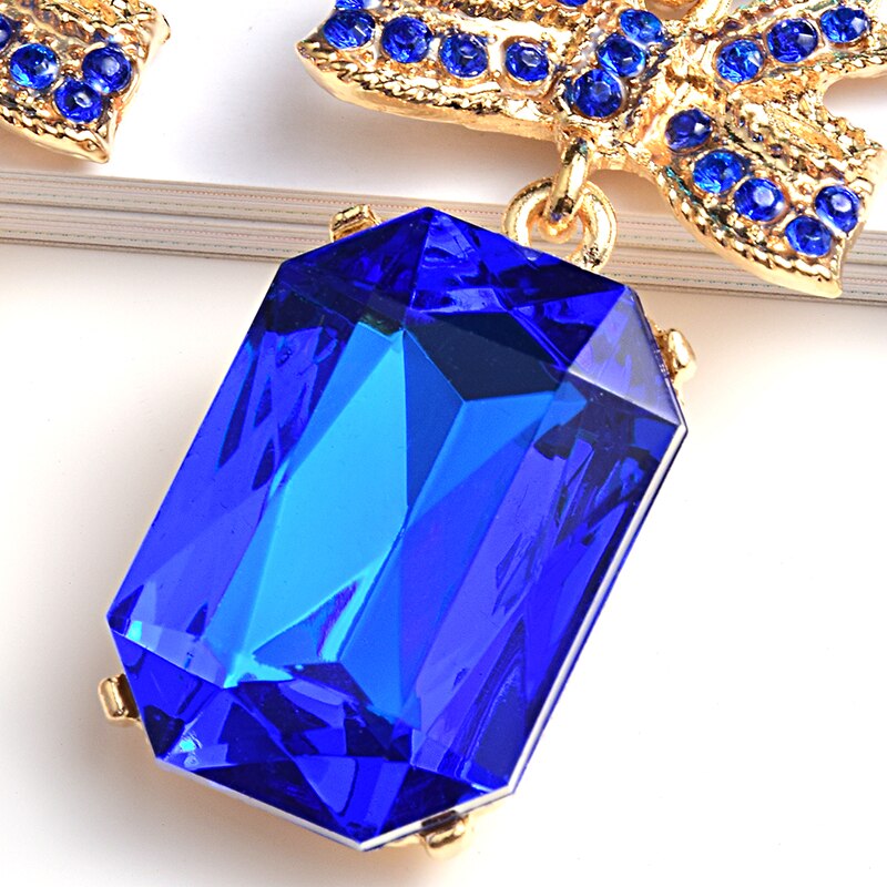 Hoge Metalen Kristallen Lange Oorbellen Mode Trend Kleurrijke Steentjes Sieraden Accessoires Voor Vrouwen